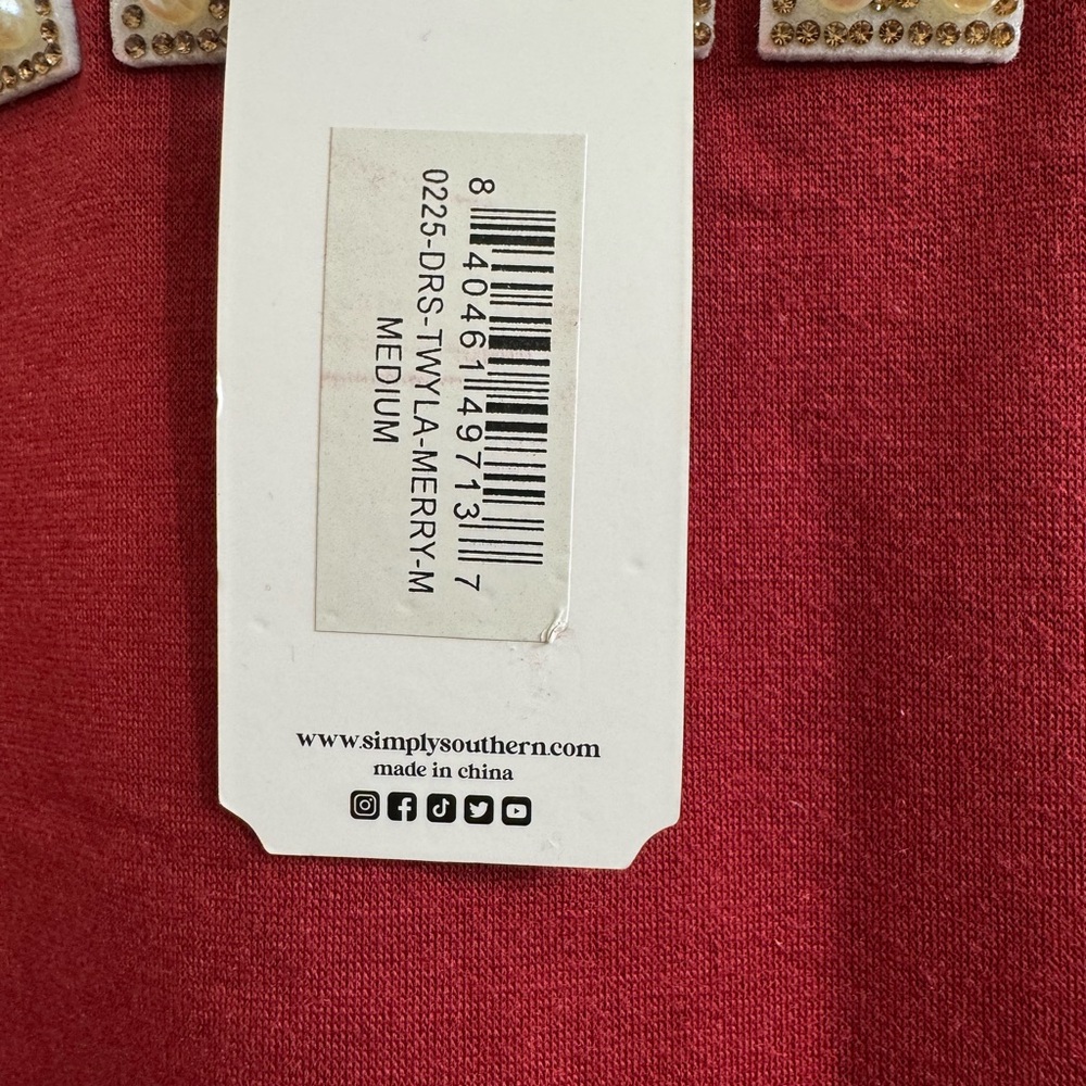 NWT Simply Southern Red 'Merry' Sweatshirt Dress - Picture 3 of 10